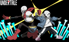 a cartoon of papyrus and sans with undertale written on the bottom