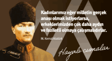 a poster with a picture of a man and a quote from m. kemal atatürk