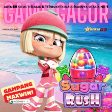 a poster for sugar rush shows a girl in a pink dress