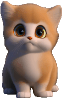 a cartoon cat with big eyes is sitting down