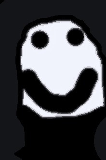 a black and white drawing of a smiley face with two eyes and a smile .