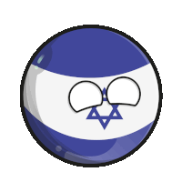 a blue and white ball with two eyes and a star of david on it