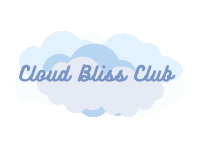 a logo for cloud bliss club shows a cloud in the sky