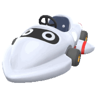 a white toy car with black circles on it