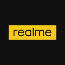 a black background with a yellow rectangle that says realme