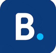 a blue icon with a white letter b and a blue dot