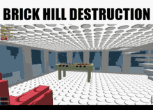 a video game called brick hill destruction with a pool table in the middle