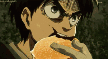 a cartoon character is eating a hamburger with a caption that says the legendyouyouof5