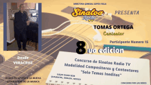 a poster for sinaloa radio tv with a picture of a guitar