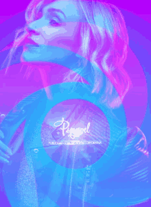 a woman 's face is surrounded by a blue and purple circle that says papavel