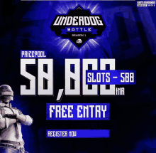 an ad for underdog battle season 1 with a prizepool of 58,800 slots