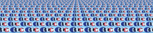 a repeating pattern of red white and blue letters