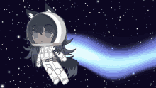 a drawing of a girl in an astronaut costume in space