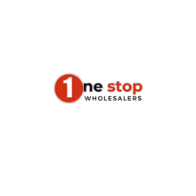 a logo for one stop wholesalers has a red circle with the number 1 on it