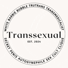 a black and white logo that says transsexual in a circle