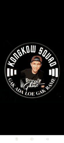 a logo for kongkow squad with a picture of a man in a baseball cap