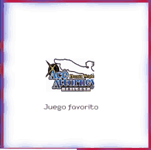 an ace phoenix wright attorney trilogy logo with a red white and blue border