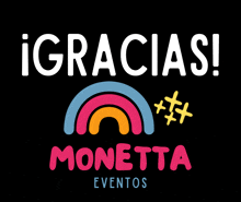 a logo for monetta events with a rainbow