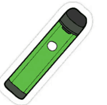 a green electronic cigarette with a black cap and a white circle in the middle .