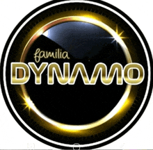 a logo for familia dynamo shows a black and gold circle