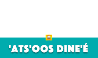 a blue sign that says ' ats oos dine ' on it