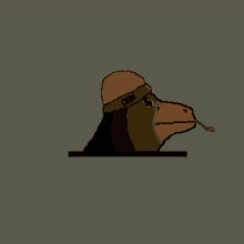 a pixel art drawing of a snake wearing a hat and sunglasses