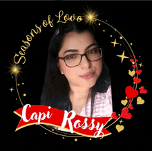 a picture of a woman with glasses and the name capri rossay