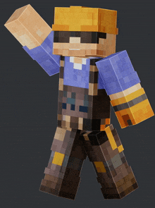 a minecraft character wearing a hard hat and suspenders