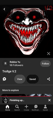 a screenshot of a troll face with red eyes