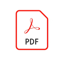 a red pdf file icon with a white background