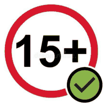 a red circle with the number 15 and a green check mark in it .