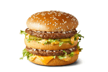 a big mac hamburger with sesame seeds on it