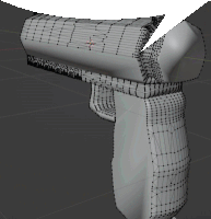 a 3d model of a gun with a grid pattern