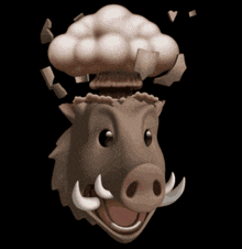 a cartoon illustration of a boar with a mushroom coming out of its head