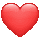 a red heart with a black outline on a white background .