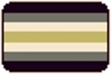 a pixel art drawing of a gray , white , and gold striped rectangle .