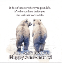 jill and bruce happy anniversary card with two bears