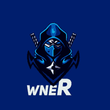 a logo for wner with a ninja with a sword