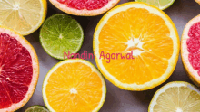 a bunch of sliced citrus fruits with the name nandini agarwal on the bottom right