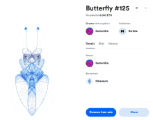 a butterfly # 103 is on sale for 0.008 eth