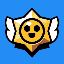 a yellow star with wings and a smiling face