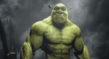 shrek is a very muscular shrek with a lot of muscles on his body .