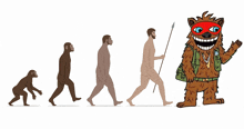 a cartoon shows the evolution of man from monkey to man with a backpack