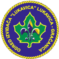 a blue and yellow circle with a green leaf and the words " lukavica "