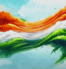 a painting of a wave with the colors of the flag of india