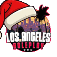 a logo for los angeles roleplay has a santa hat on it