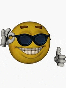 a smiley face wearing sunglasses is giving a thumbs up sign .