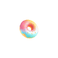 a rainbow colored donut with sprinkles on it on a white background