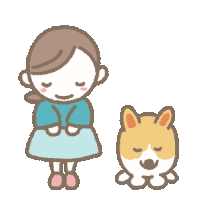 a cartoon drawing of a woman and a dog with their eyes closed