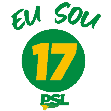 a green circle with a yellow number 17 and the words eu sou